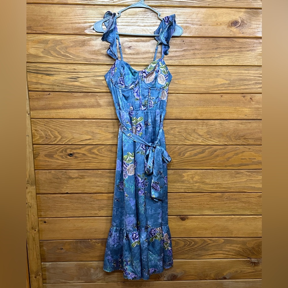 Lulus Floral Blue Dress